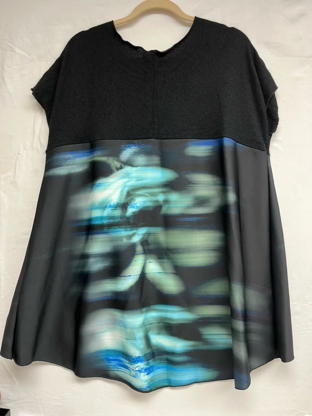 Oldhouse Abstract Motion Print Tunic Lagenlook Top/ dress Artsy, indie Sleaze - Picture 3 of 3